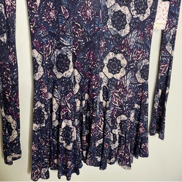 ✨NWT Free People Plum Purple Annabelle Printed Tunic Mini Dress Size L - Picture 4 of 8